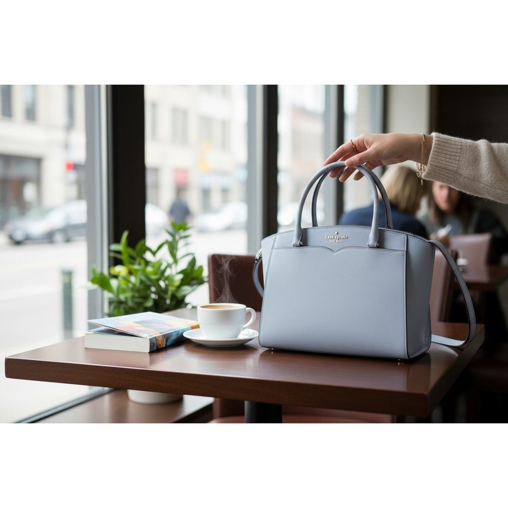 NWT Kate Spade Frannie Refined Grain Leather Satchel Pale Hydra Blue